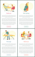 Pedicure and Manicure Massage Posters Set Vector