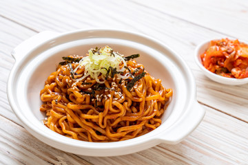 Korean hot and spicy instant noodle with kimchi