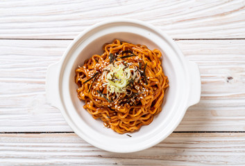 Korean hot and spicy instant noodle with kimchi