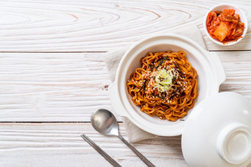 Korean hot and spicy instant noodle with kimchi