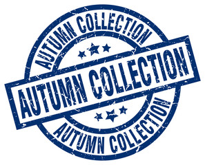 autumn collection blue round grunge stamp