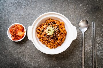 Korean hot and spicy instant noodle with kimchi