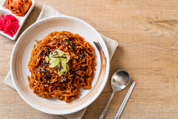 Korean hot and spicy instant noodle with kimchi