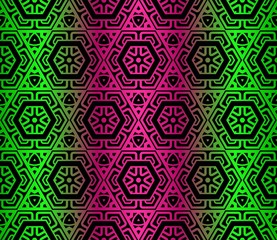 Seamless geometrical patterns. Textures. Vector ornament. Gradient color