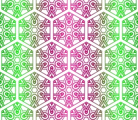 Abstract Vector Seamless Pattern With Abstract Geometric Style. Repeating Sample Figure And Line. For Fashion Interiors Design, Wallpaper, Textile Industry. Gradient color