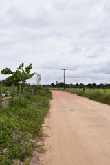 Estrada de terra em paisagem rural