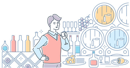 Wine shop - modern line design style illustration