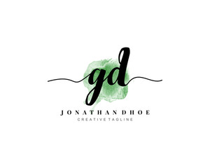 G D Initial watercolor logo on white background. Logo template vector