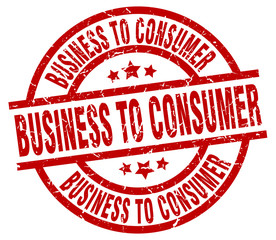 business to consumer round red grunge stamp