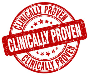 clinically proven red grunge stamp