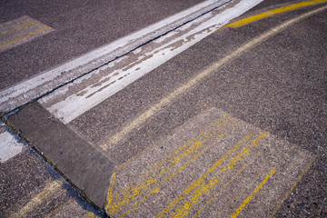 Fototapeta premium close up of road markings on an air strip
