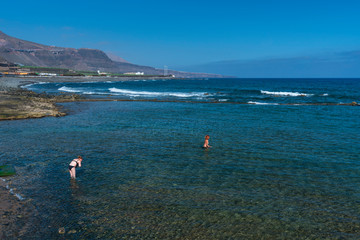 Charco San Lorenzo seaside swimmingpool, Moya municipality, Gran Canaria Island, The Canary...