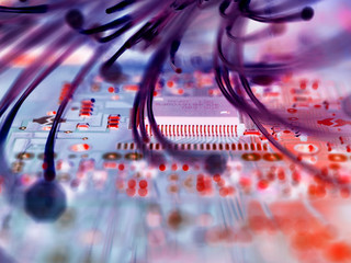 Fiber optics attacking electronic circuit boards with a virus