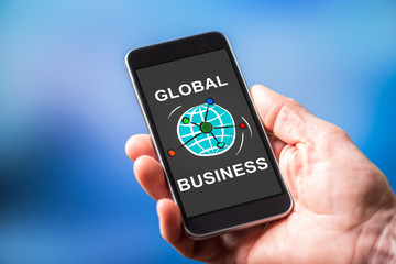 Global business concept on a smartphone