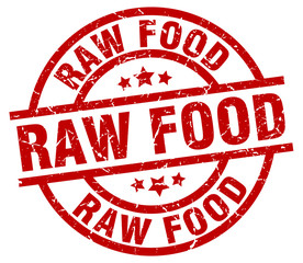 raw food round red grunge stamp