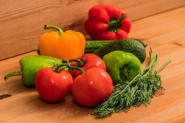 fresh vegetables on wooden table