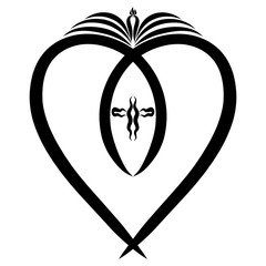 Heart, fish, cross and open bible with candles