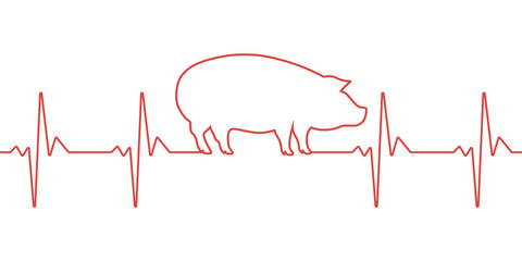 Heartbeat pulse with pig silhouette