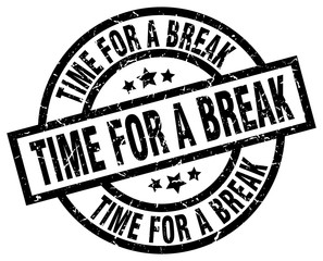 time for a break round grunge black stamp