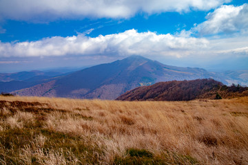 Landscape of autumnal peaks of the Carpathians.