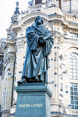 Martin Luther statue before Frauenkirche in Dresden, Germany