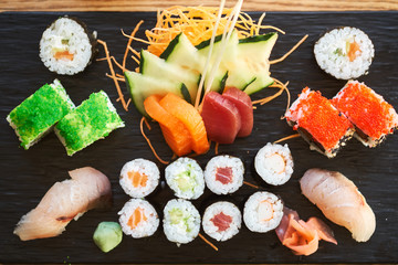 Rolls and sushi set