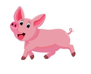 Set fat little cute pigs.The year of the pig. Funny pigs vector cartoon illustration. Collection animal new year
