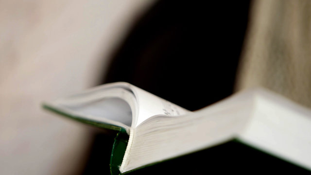close up on open book