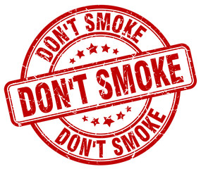 don't smoke red grunge round vintage rubber stamp