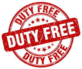 duty free red grunge round vintage rubber stamp