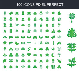 100 icon set. Trendy simple icons such as Leaf, Pollen, Leaf