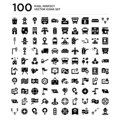 100 pack of Destination, Map, Globe, Traffic lights, Placeholder, Compass, Destination icons, universal icons set