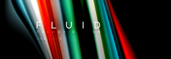 Abstract liquid colorful banner. Trendy wavy dynamic design. Fluid color shapes.