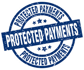 protected payments blue round grunge stamp