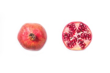 pomegranate fruit slice isolated on white background
