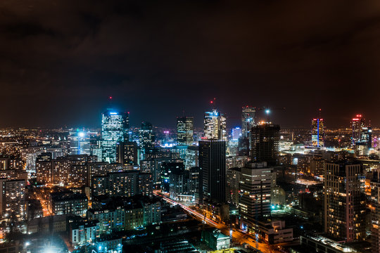 Warsaw city view at night