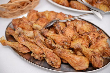 roasted chicken prepared on the bowls