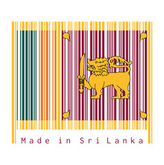 Barcode set the color of Sri Lankan flag, four color of green orange yellow and dark red with golden lion.