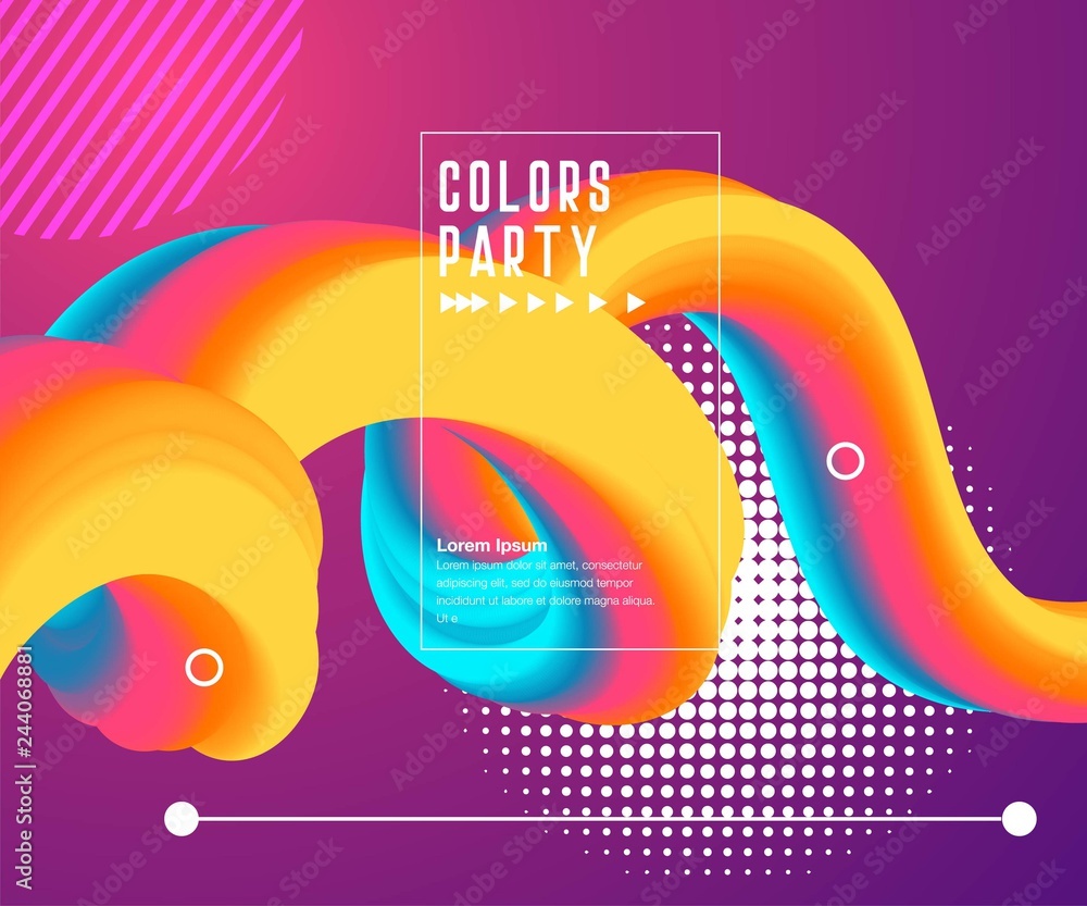 Poster liquid color background design. fluid gradient shapes composition