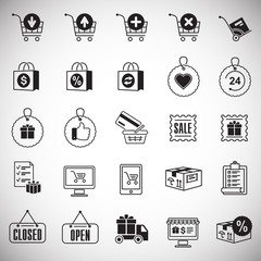 Online shopping icons set on white background for graphic and web design, Modern simple vector sign. Internet concept. Trendy symbol for website design web button or mobile app