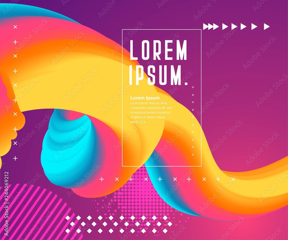 Poster liquid color background design. fluid gradient shapes composition