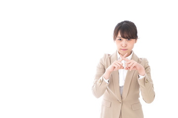 お断りをするビジネスウーマン