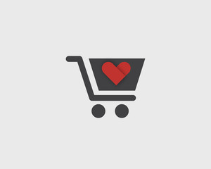 Shopping cart with abstract heart icon