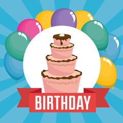 sweet cake and balloons helium birthday celebration