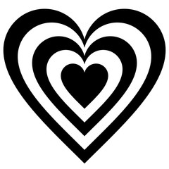 Heart target symbol icon - black simple, isolated - vector