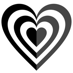 Heart target symbol icon - black simple, isolated - vector