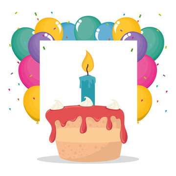 sweet cake and balloons helium birthday celebration