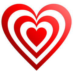 Heart target symbol icon - red gradient, isolated - vector