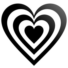 Heart target symbol icon - black gradient, isolated - vector