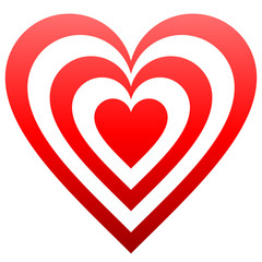 Heart target symbol icon - red gradient, isolated - vector